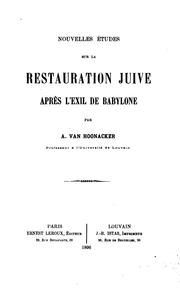 Cover of: Nouvelles études sur la restauration juive après l'exil de Babylone