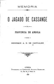 Cover of: O jagado de Cassange na provincia de Angola