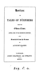 Cover of: Norica; or, Tales of Nürnberg from the olden time. Transl