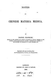 Cover of: Notes on Chinese materia medica. Repr from the Pharmaceutical journ. and transactions