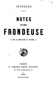 Cover of: Notes d'une frondeuse: de la Boulange au Panama