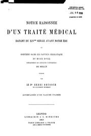 Cover of: Notice raisonnée d'un traité médical datant du XIVme siècle avant notre ère et contenu dans un ...