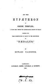 Cover of: On the Hypaethron Or Greek Temples: A Paper Read Before the Archaeological ...