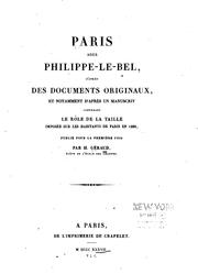 Cover of: Paris sous Philippe-le-Bel: d'après des documents originaux et notamment d'après un manuscript ...