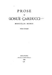 Cover of: Prose di Giosuè Careducci, 1859-1903