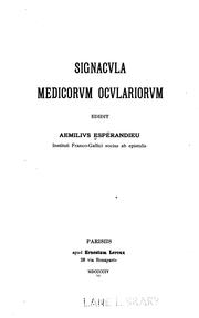 Cover of: Signacula medicorum oculariorum by Émile Espérandieu