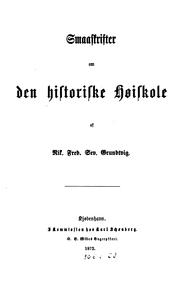 Cover of: Smaakrifter om den historiske hoiskole