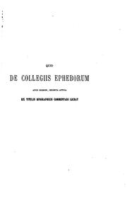 Cover of: Quid de collegiis epheborum apud Graecos: excepta Attica, ex titulis ...