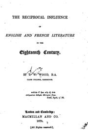 Cover of: The Reciprocal Influence of English and French Literature in the Eighteenth Century