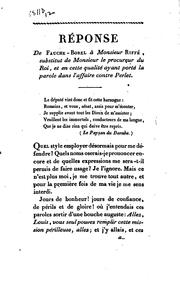 Cover of: Résponse de Fauche-Borel a monsieur riffé, substitut de monsieur le procureur du roi: et en ...