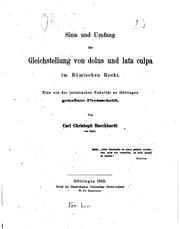 Cover of: Sinn und Umfang der Gleichstellung von Dolus und Lata culpa im römischen Recht