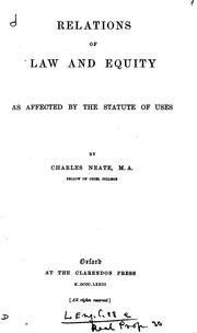Cover of: Relations of Law and Equity as Affected by the Statute of Uses