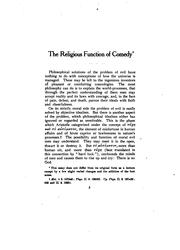 Cover of: The Religious Function of Comedy: A Phase of the Problem of Evil, Treated from the Point of View ...