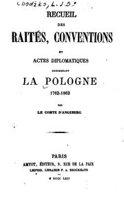 Cover of: Recueil des traités, conventions et actes diplomatiques concernant la Pologne 1762-1862 par le ...