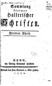 Cover of: Sammlung kleiner hallerischer Schriften