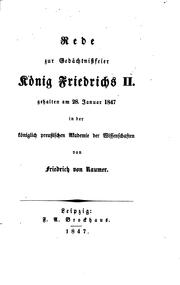 Cover of: Rede zur Gedächtnissfeier König Friedrichs II: Gehalten am 26. Januar 1843...