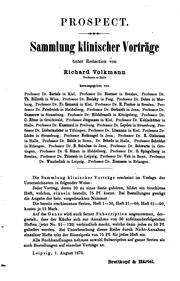 Cover of: Sammlung klinischer Vorträge in Verbindung mit deutschen Klinikern by Richard Emil Volkmann