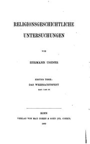 Cover of: Religionsgeschichtliche Untersuchungen by Hermann Usener
