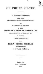 Cover of: Sir Philip Sidney: Habilitationsschrift ... Universität Leipzig by Ewald Flügel