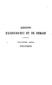 Cover of: Questions d'aujourd'hui et de demain