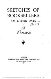 Cover of: Sketches of Booksellers of Other Days by Edward Marston