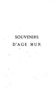Cover of: Souvenirs d'age mur