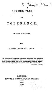 Cover of: Rhymed Plea for Tolerance: In Two Dialogues. With a Prefatory Dialogue ..