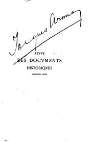 Cover of: Revue des documents historiques