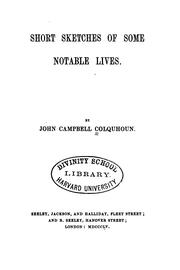 Cover of: Short Sketches of Some Notable Lives