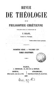 Cover of: Revue de Theologie et de Philosophie Chretienne Publiee Sous la Direction de