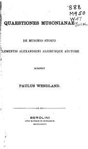 Cover of: Quaestiones Musonianae: de Musonio Stoico Clementis Alexandrini