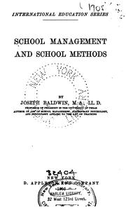 Cover of: School Management and School Methods by Joseph Baldwin