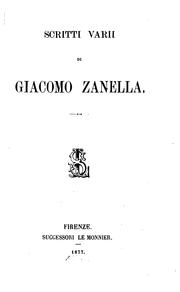 Cover of: Scritti varii di Giacomo Zanella