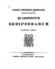 Cover of: Quaestionum Oedipodearum capita tria