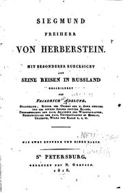 Cover of: Siegmund Freiherr von Herberstein: Mit besonderer Ruecksicht auf seine ... by Friedrich von Adelung