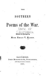 Cover of: The Southern Poems of the War: Collected and Arranged