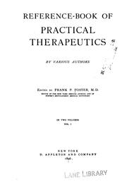 Cover of: Reference-book of practical therapeutics v. 1, 1896