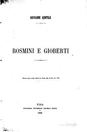 Cover of: Rosmini e Gioberti ...