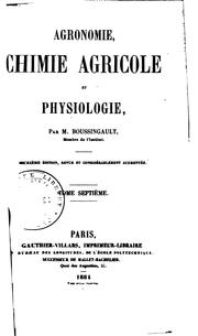 Agronomie, Chimie Agricole Et Physiologie By Jean Baptiste Boussingault ...