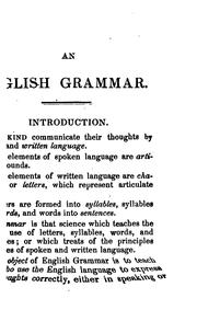 Cover of: An English Grammar, for the Use of Schools