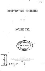 Cover of: Co-operative Societies and the Income Tax