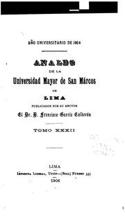 Cover of: Anales de la Universidad Mayor de San Marcos