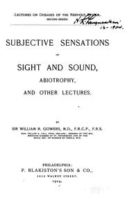 Cover of: Subjective sensations of sight and sound