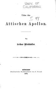 Cover of: Ueber den attischen Apollon by Arthur Milchhoefer
