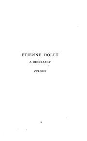 Cover of: Étienne Dolet: the Martyr of the Renaissance, 1508-1546. A biography