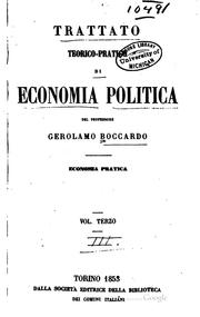 Cover of: Trattato teorico-pratico di economia politica by Gerolamo Boccardo