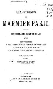 Cover of: Quaestiones de Marmore Pario...