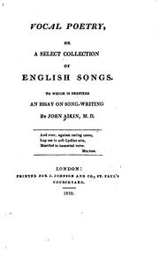 Cover of: Vocal Poetry: Or, A Select Collection of English Songs. To which is Prefixed, An Essay on Song ...