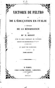 Cover of: Victorin de Feltro, ou, De l'éducation en Italie à l'époque de la Renaissance