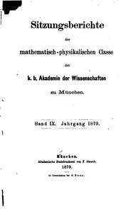 Cover of: Sitzungsberichte der mathematisch-physikalischen Classe der K.b. Akademie der Wissenschaften zu ... by 